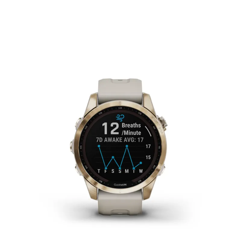 Garmin Fenix 7S Sapphire GPS Watch Cream Gold Titanium/Light Sand Band-5