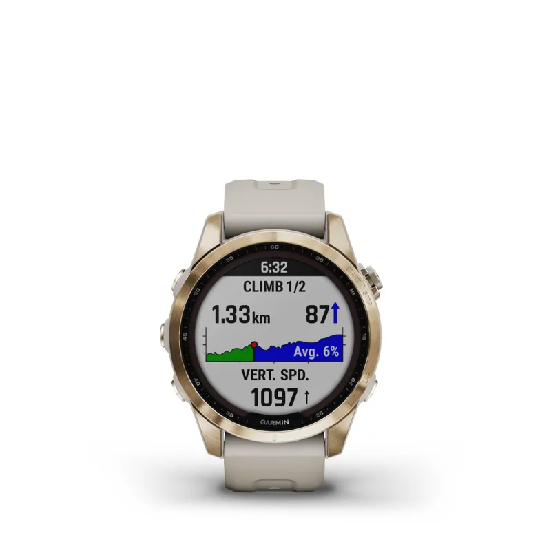 Garmin Fenix 7S Sapphire GPS Watch Cream Gold Titanium/Light Sand Band-2