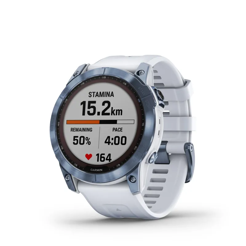 Garmin Fenix 7X Sapphire GPS Watch Mineral Blue DLC Titanium/Whitestone Band-2