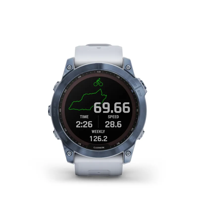 Garmin Fenix 7X Sapphire GPS Watch Mineral Blue DLC Titanium/Whitestone Band-6