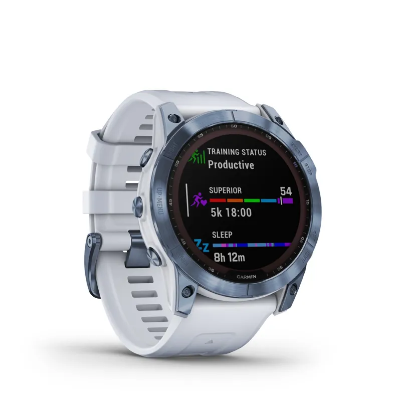Garmin Fenix 7X Sapphire GPS Watch Mineral Blue DLC Titanium/Whitestone Band-4