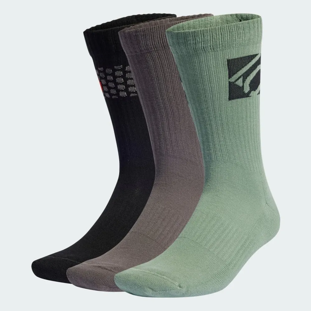 Image of Five Ten Crew Sock 3 Pack Black/Green/Charcoal