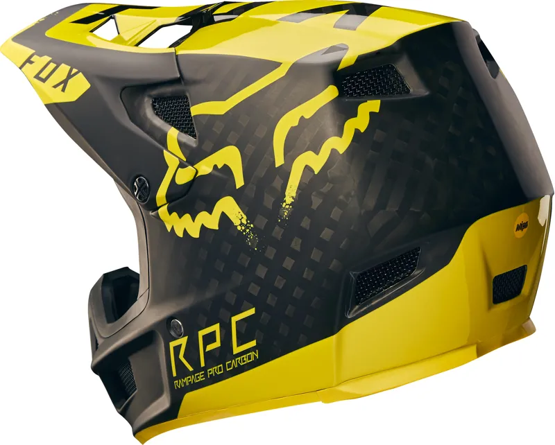 Fox Rampage Pro Carbon Moth Full Face Helmet Black/Yellow-2