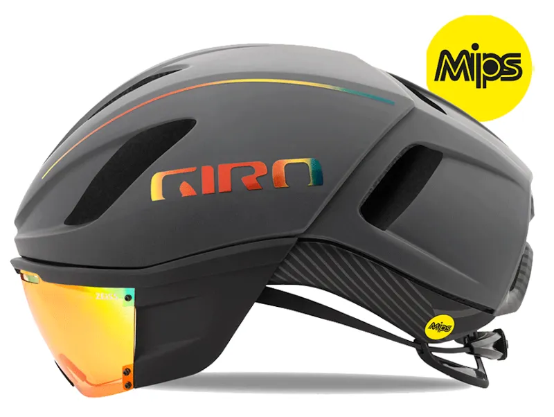 Giro Vanquish Mips Aero Road Helmet Matte Grey/Firechrome-1