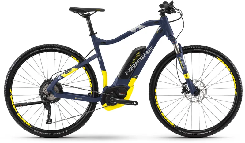 Haibike SDURO Cross 7.0 Electric Bike 2018 Blue/Yellow/Silver Matt