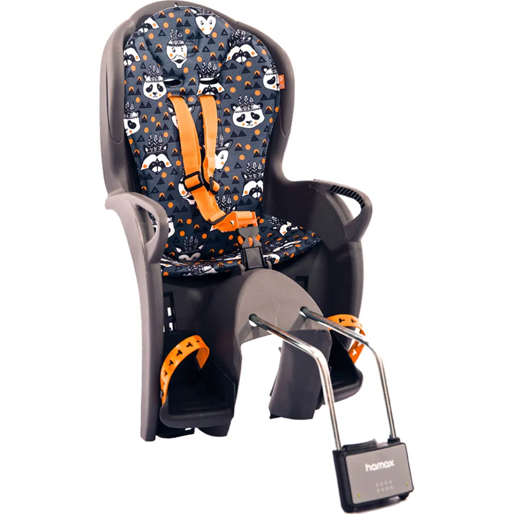 Image of Hamax Kiss Rear Mounted Child Seat Grey/Orange Animal Print