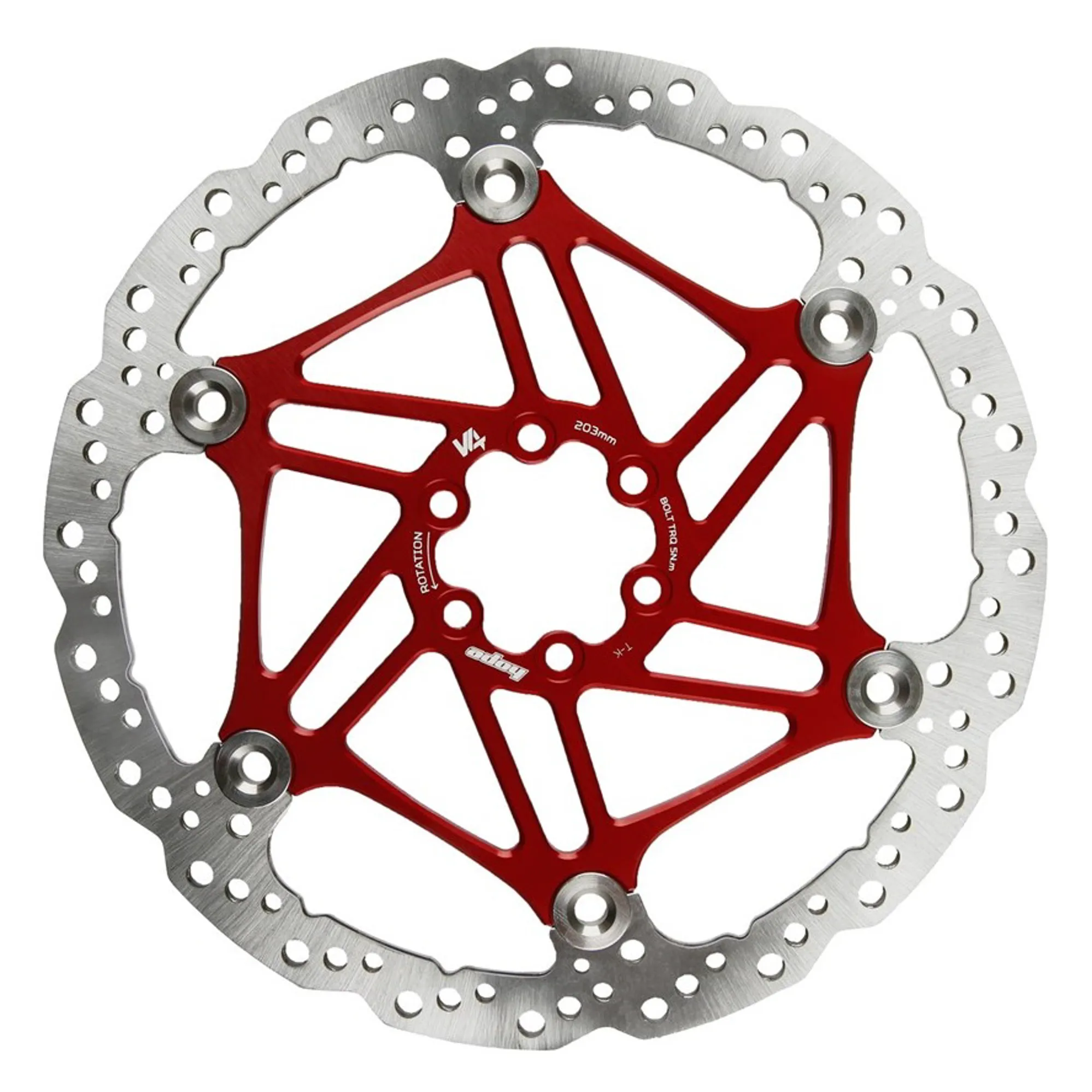 Red Hope Floating Rotor Hope V4 Vented 6 Bolt Floating Disc Rotor Red