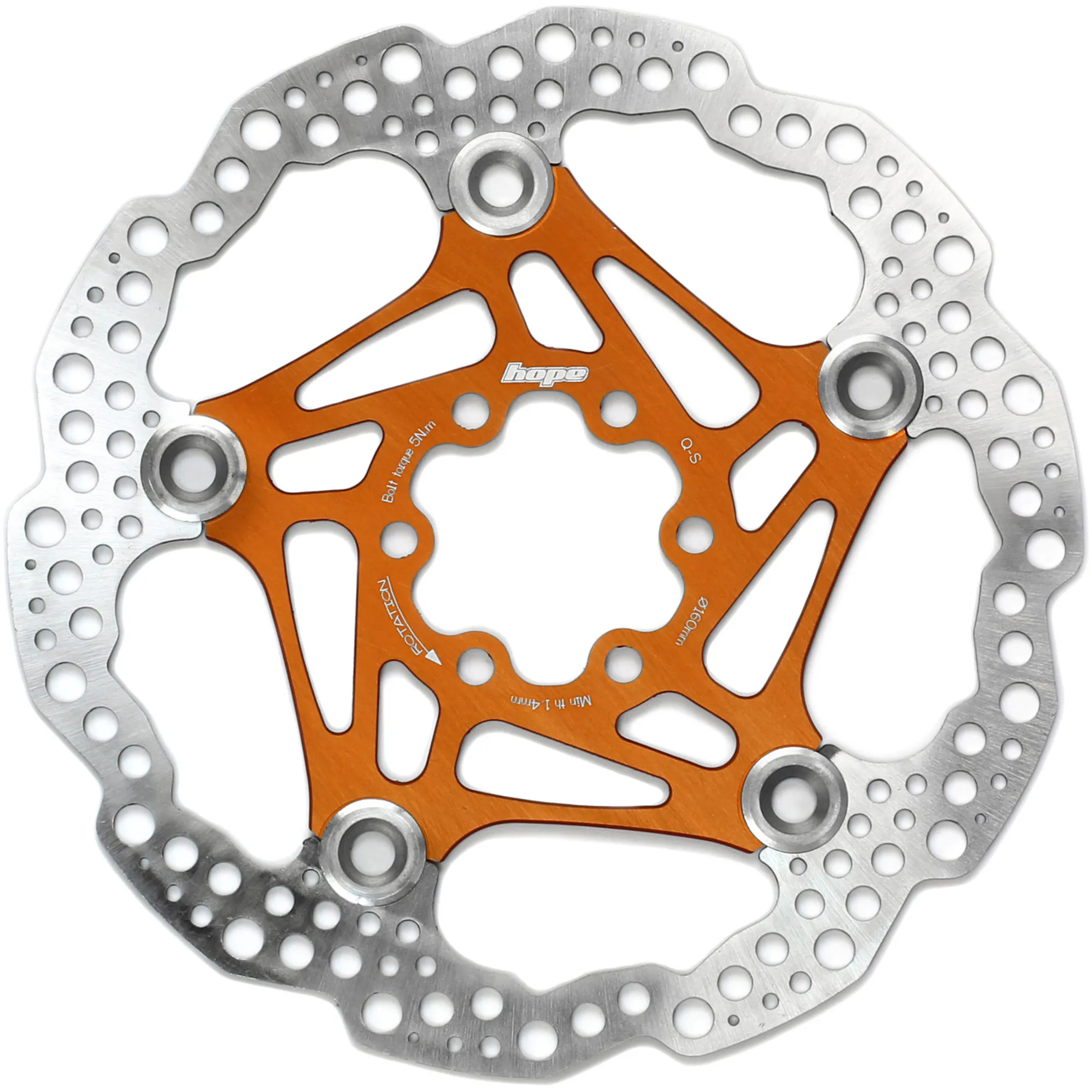 Hope Floating Disc Rotor 160mm 6-Bolt Orange
