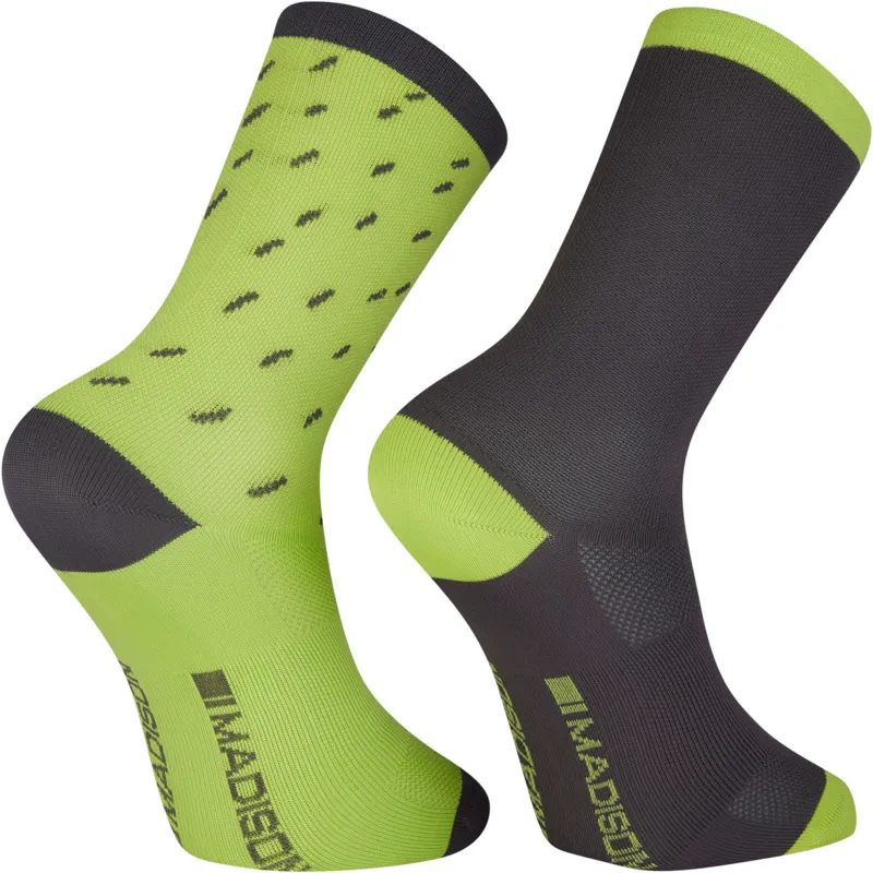 Madison Sportive Long Road Socks Twin Pack Rain Drops Phantom/Lime Punch-1