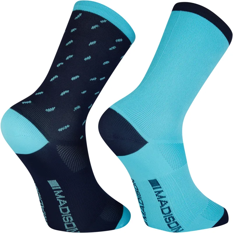 Madison Sportive Long Road Socks Twin Pack Rain Drops Ink Navy/Blue-1