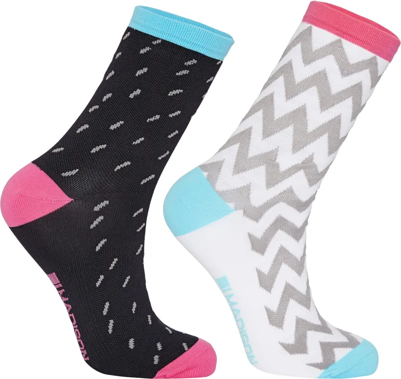 Madison Sportive Mid Socks Twin Pack Ziggy Black/White