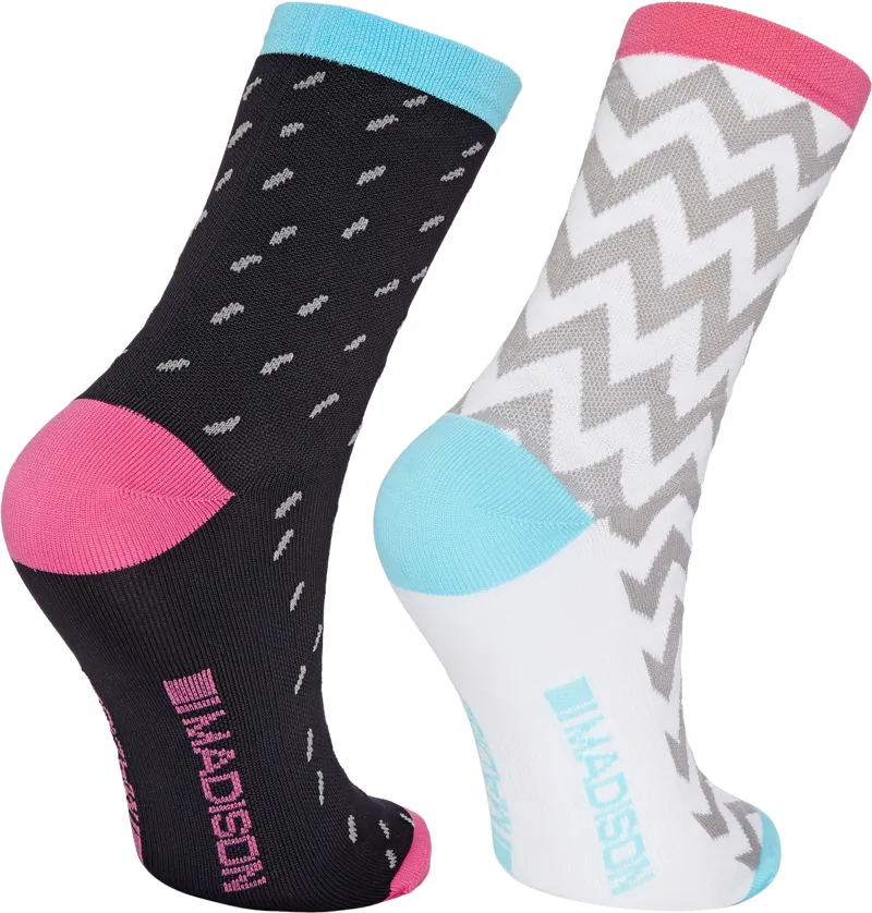 Madison Sportive Mid Socks Twin Pack Ziggy Black/White-1
