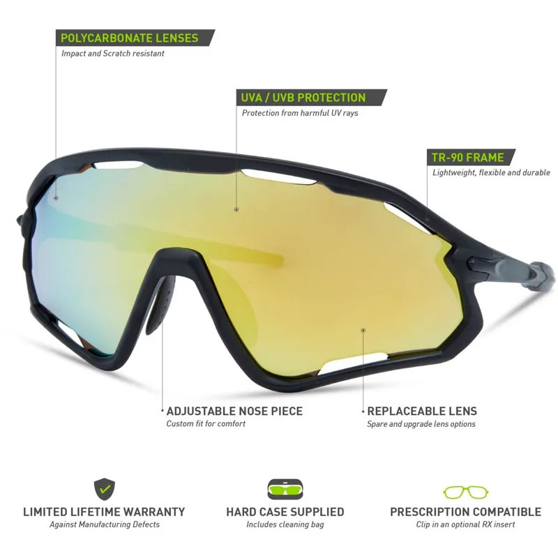 Madison Code Breaker II Sunglasses 3 Pack Matte Black/Bronze Mirror/Amber/Clear Lens-6