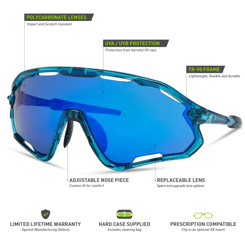 Madison Code Breaker II Sunglasses 3 Pack Crystal Gloss Blue/Blue Mirror/Amber/Clear-6
