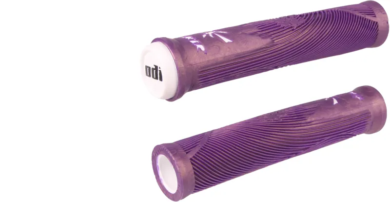 ODI Hucker BMX No Flange Handlebar Grips 160mm 160mm Purple/White-1
