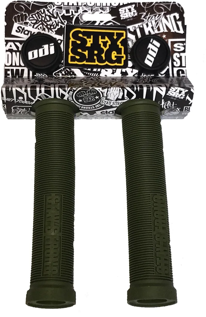 ODI Stay Strong Lion Heart BMX Scooter Grips 143mm Army Green-1