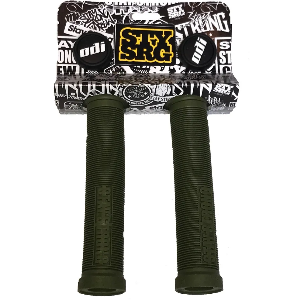 Image of ODI Stay Strong Lion Heart BMX Scooter Grips 143mm Army Green