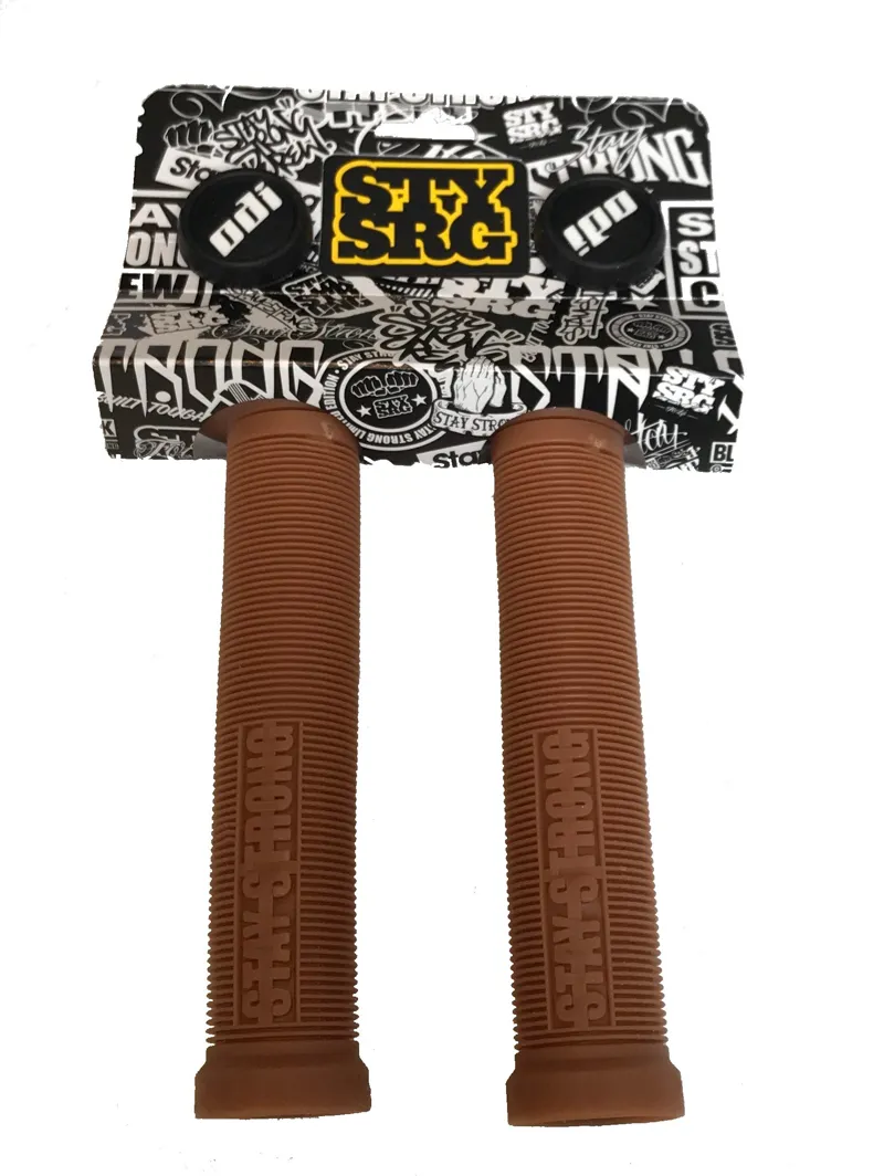 ODI Stay Strong Lion Heart BMX Scooter Grips 143mm Gum-1