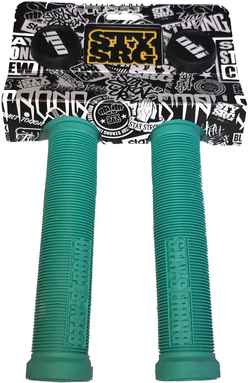 ODI Stay Strong Lion Heart BMX Scooter Grips 143mm Mint-1