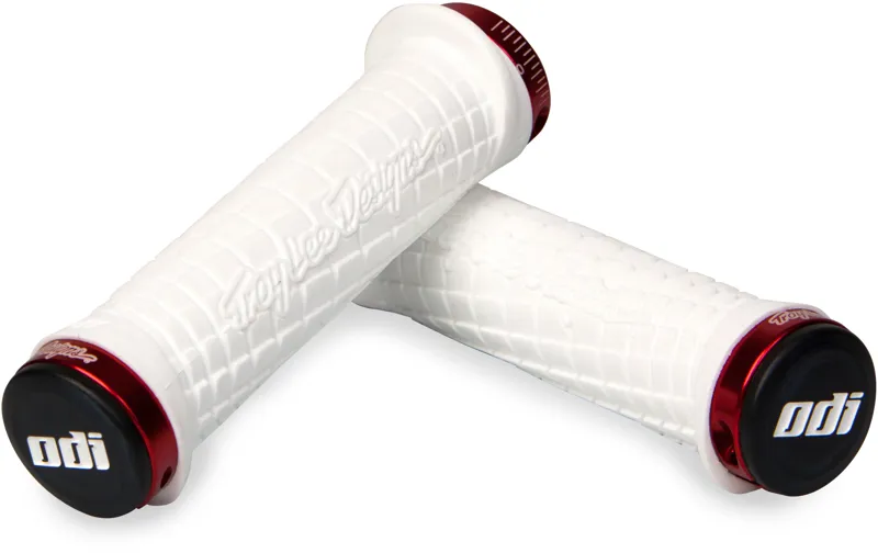 ODI Troy Lee Designs Lock-On MTB Handlebar Grips 130mm White/Red-1