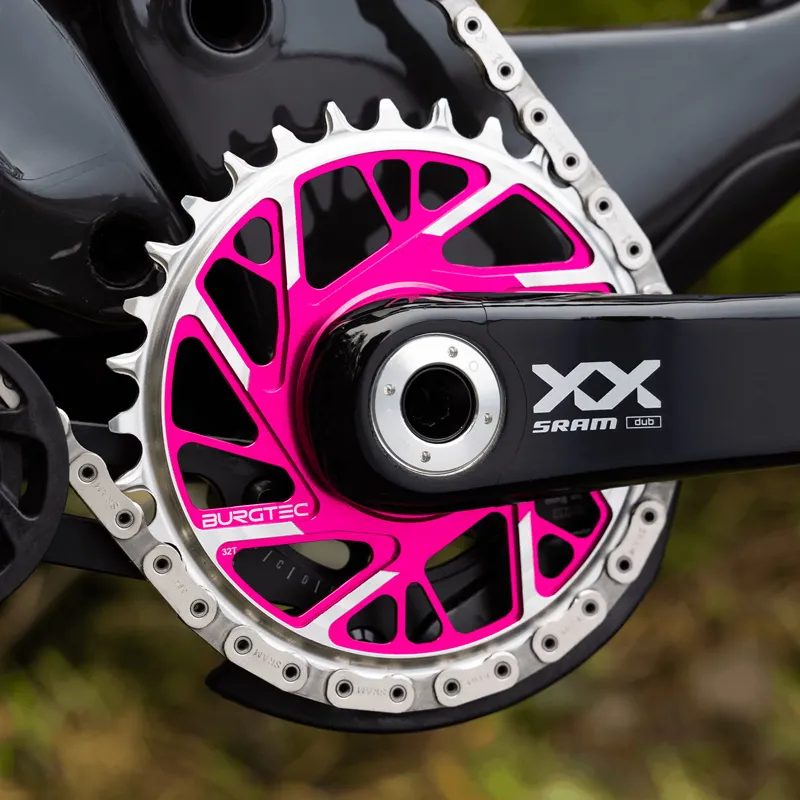 Burgtec SRAM 8-Bolt 3mm Offset Thick/Thin Chainring Toxic Barbie Pink-4