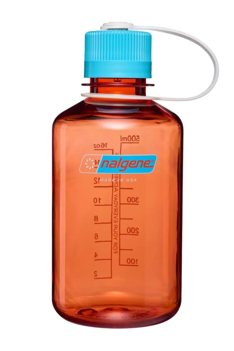 Nalgene Narrow Mouth Sustain Tritan Bottle 16oz/0.5L Flame/Blue Atoll Cap