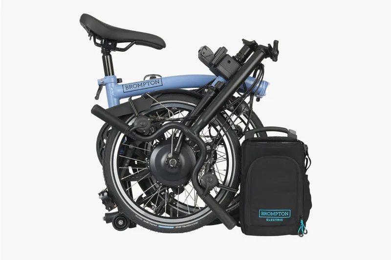 Brompton Electric C-Line Mid Bar Folding Bike 2023 Cloud Blue-3
