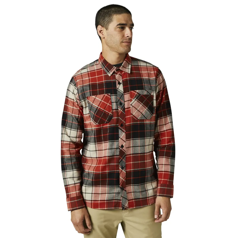 Image of Fox Grainz Utility LS Flannel Shirt Red Clay