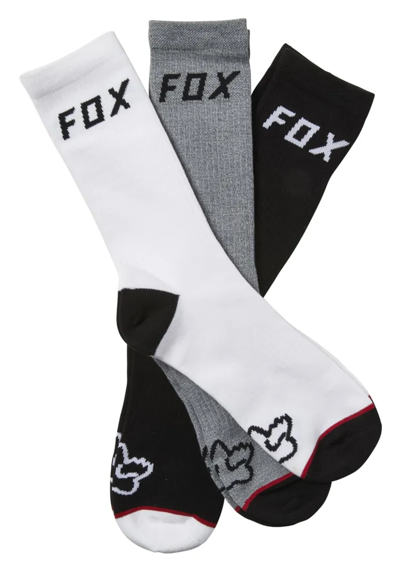 Fox Crew Socks 3 Pack Black/Grey/White