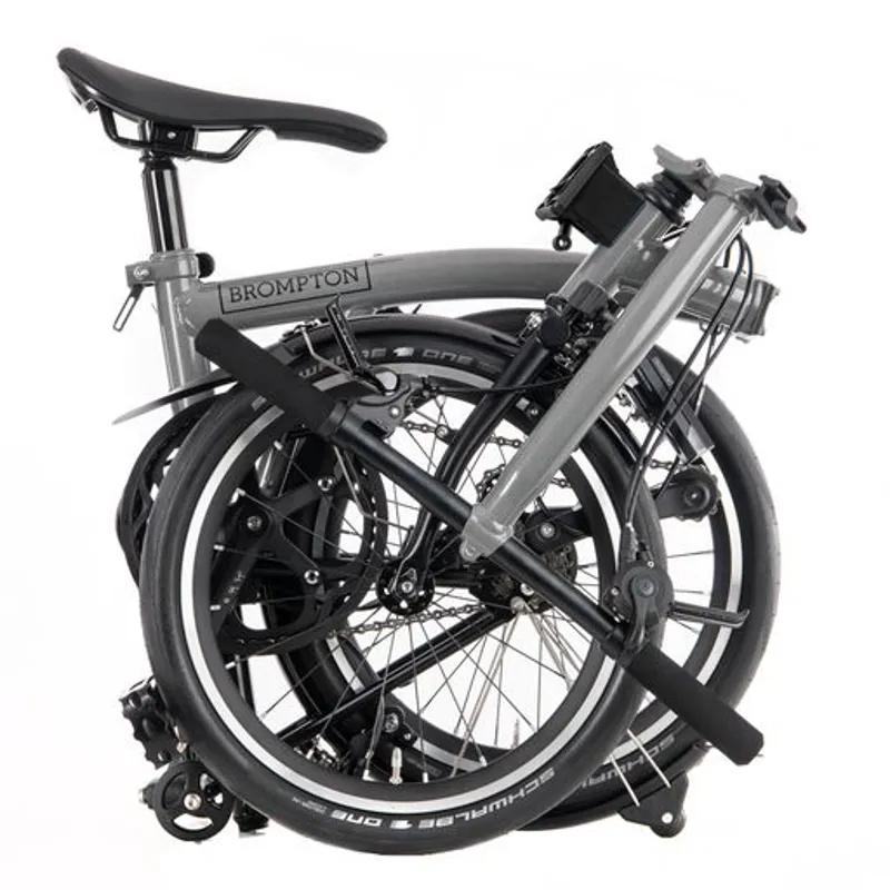 Brompton P-Line Urban Low Bar Folding Bike With Lights 2022 Storm grey-3