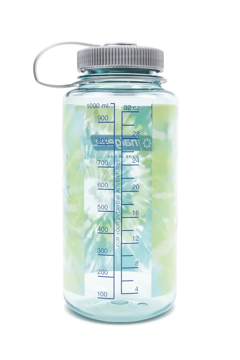 Nalgene Wide Mouth Sustain Tritan 50% Recycled 1L Bottle Seafoam/Blue Tie Dye Print-1