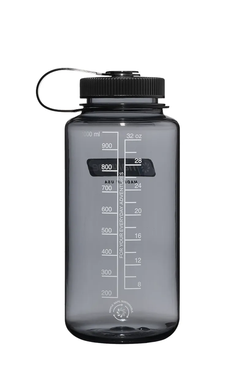 Nalgene Wide Mouth Sustain Tritan 50% Recycled 1L Bottle Grey/Black-1