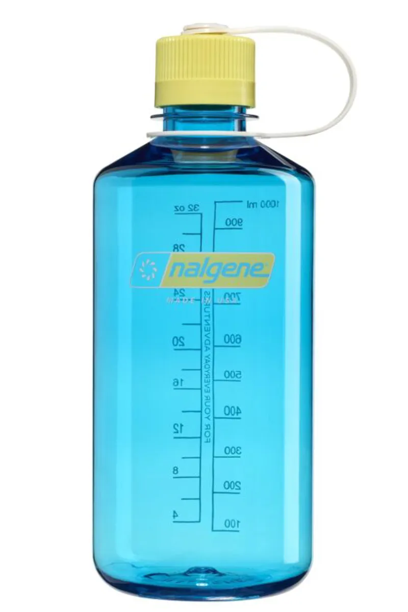 Nalgene Narrow Mouth Bottle 32oz/1L Blue Atoll/Endive Cap