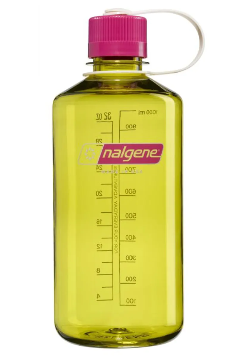 Nalgene Narrow Mouth Bottle 32oz/1L Endive/Fuschia Purple Cap