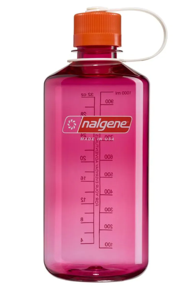 Nalgene Narrow Mouth Bottle 32oz/1L Fuschia Purple/Flame Cap