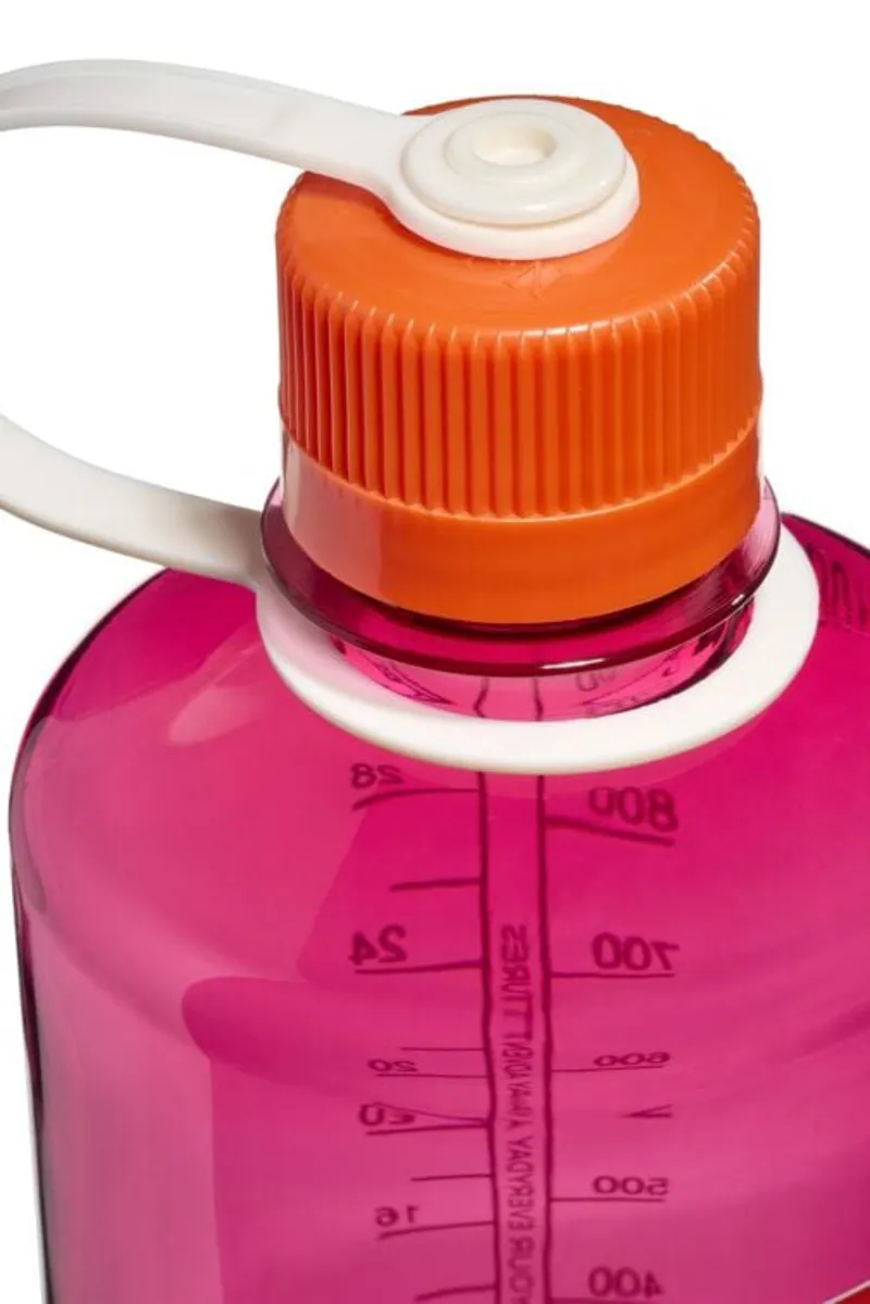 Nalgene Narrow Mouth Bottle 32oz/1L Fuschia Purple/Flame Cap-1