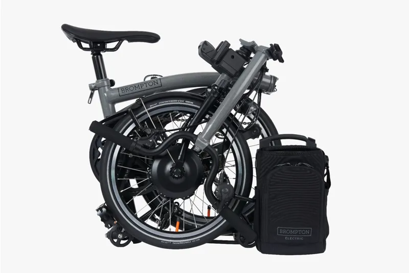Brompton Electric P-line Urban Mid Bar Folding Bike With rack 2023 Storm Grey-3
