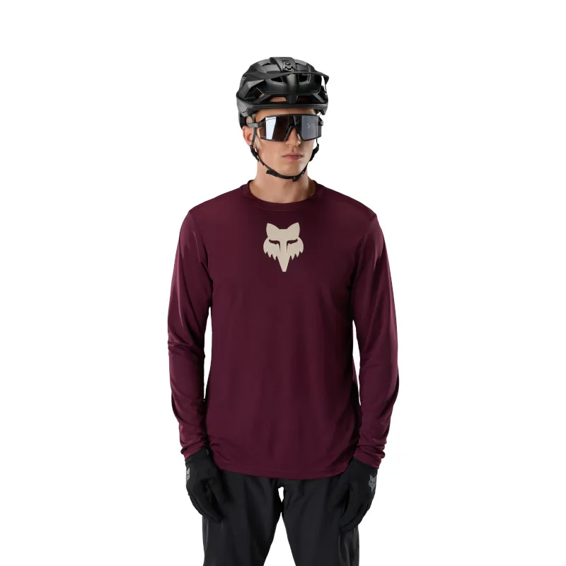 Fox Ranger Fox Head Long Sleeve Jersey Dark Maroon-2