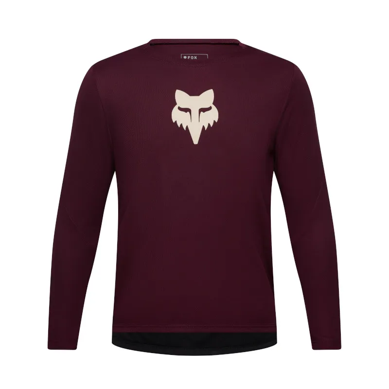 Fox Youth Ranger Fox Head Long Sleeve Jersey Dark Maroon
