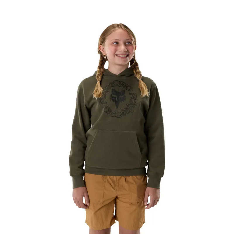 Fox Youth Slowburn Fleece Pullover Hoodie Olive Green-2
