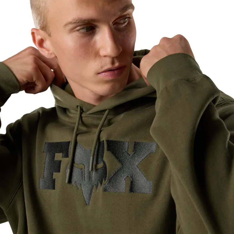 Fox Fox Head X Fleece Pullover Hoodie Olive Green-3