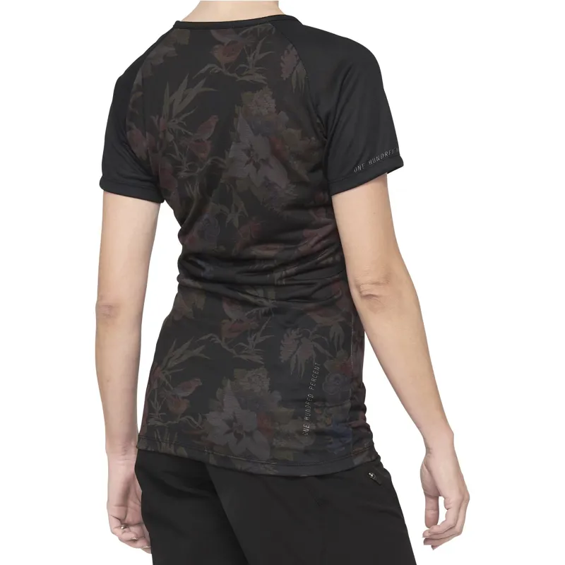 100 Percent Airmatic Womens SS Mtb Jersery Black Floral-1