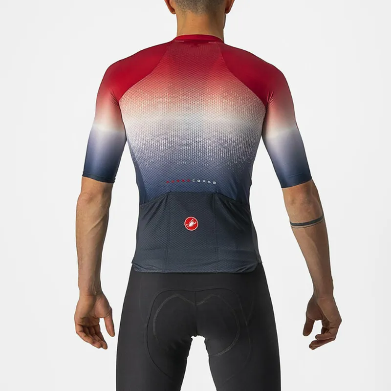 Castelli Aero Race 6.0 SS Road Jersey Savile Blue/Pro Red-1