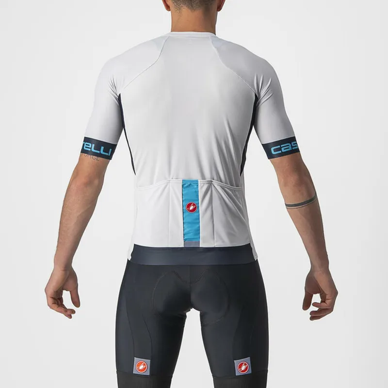 Castelli Entrata VI SS Road Jersey Silver Grey/Savile Blue/Blue Sky-1