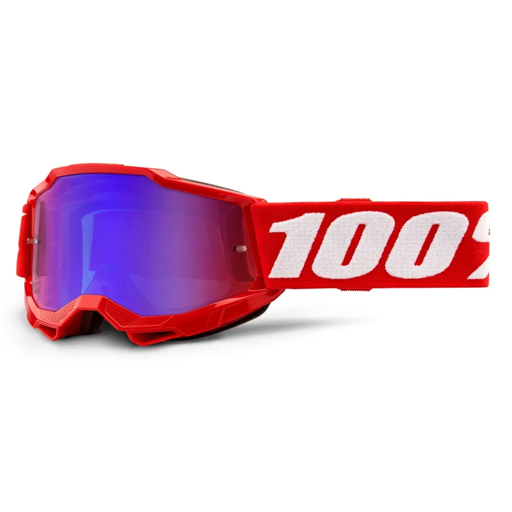 Image of 100 Percent Accuri 2 Youth Goggles Neon/Red - Mirror Red/Blue Lens