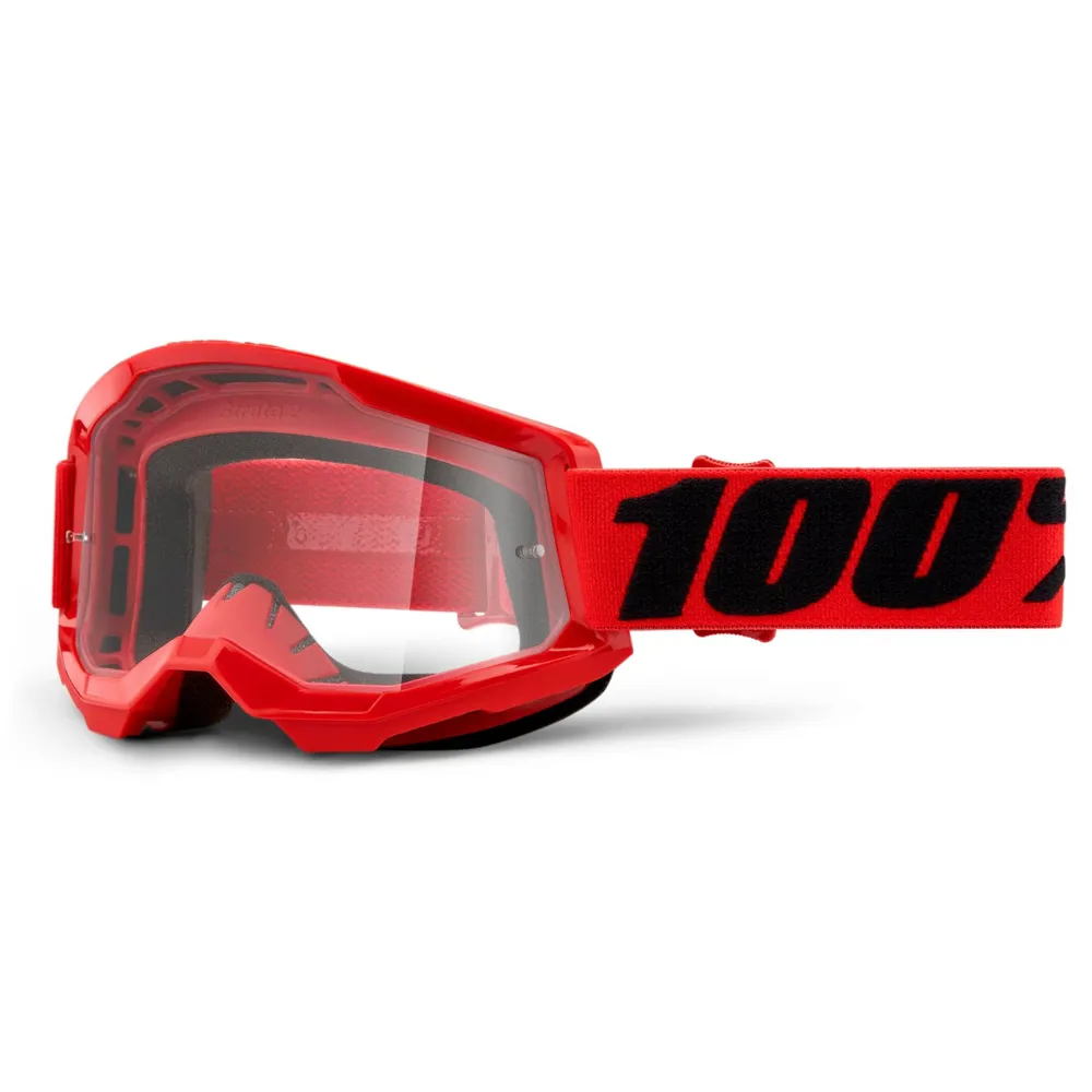 Image of 100 Percent Strata 2 MTB Goggles Red/Clear Lens