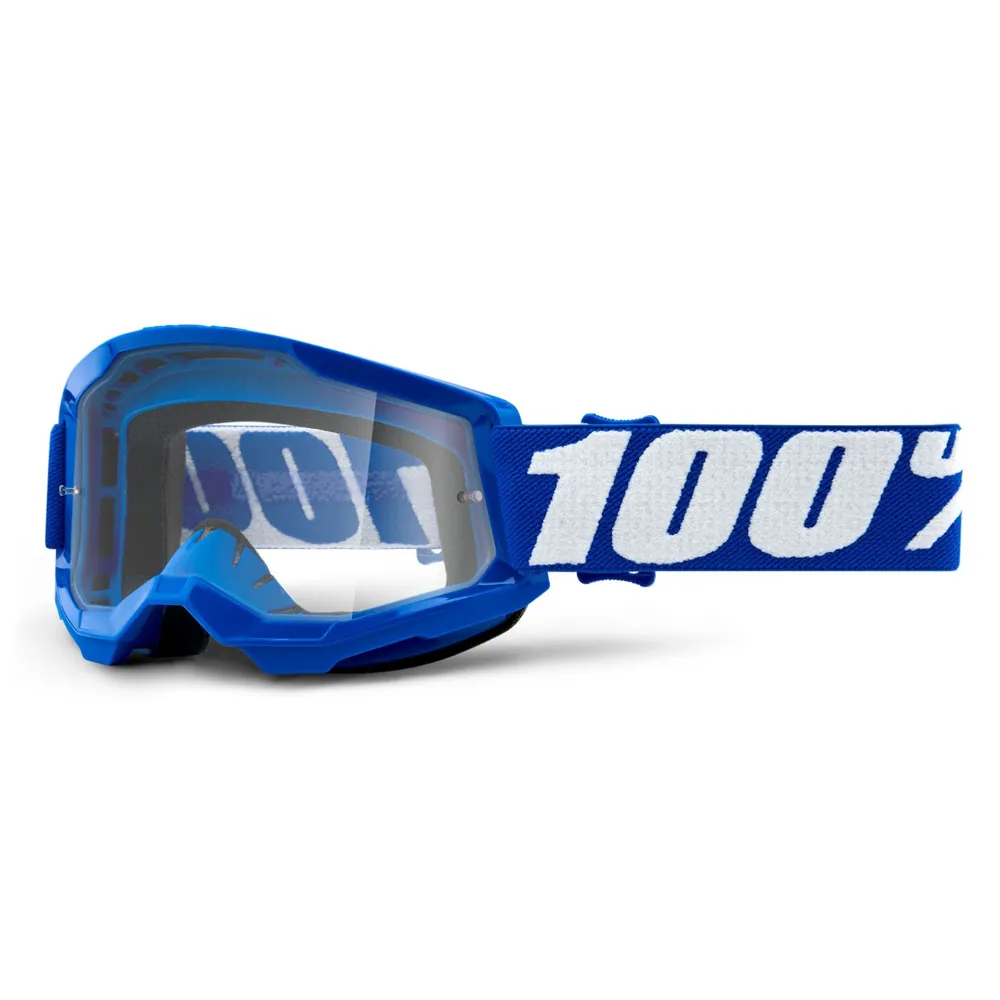 Image of 100 Percent Strata 2 Youth MTB Goggles Blue/Clear Lens