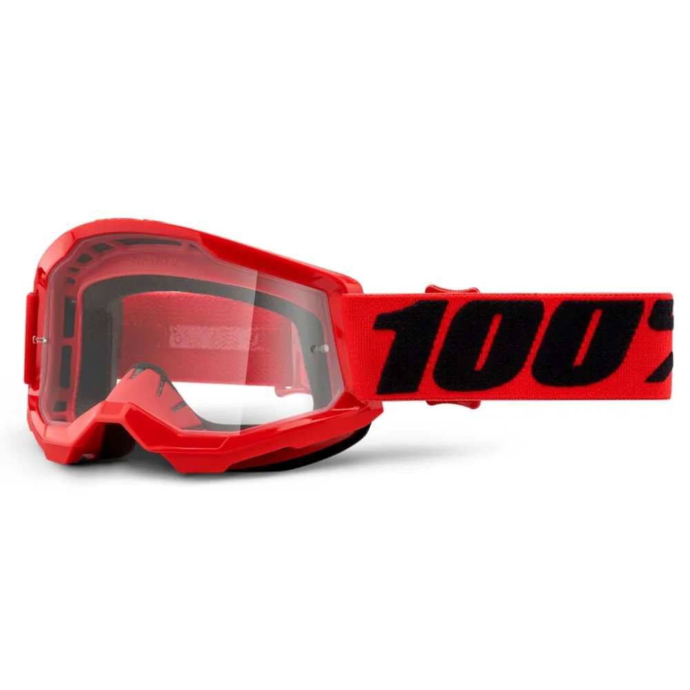 100 Percent 100 Percent Strata 2 Youth MTB Goggles Red/Clear Lens