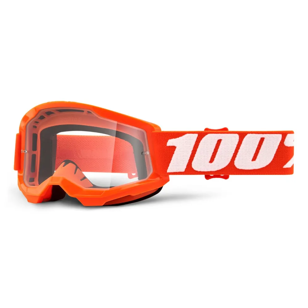 100 Percent 100 Percent Strata 2 Youth MTB Goggles Orange/Clear Lens