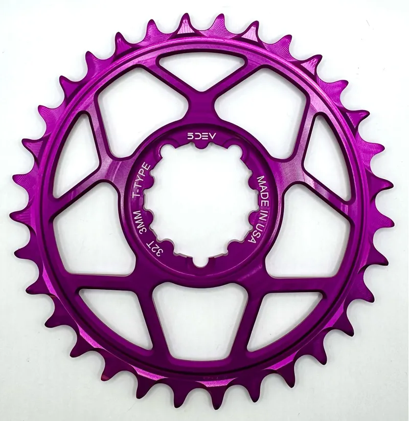 5Dev 3-Bolt Direct Mount T-Type Aluminium Chainring Purple